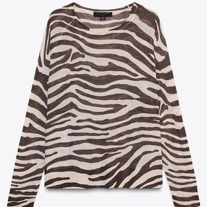 Zara Fine Knit Sweater Brown Zebra